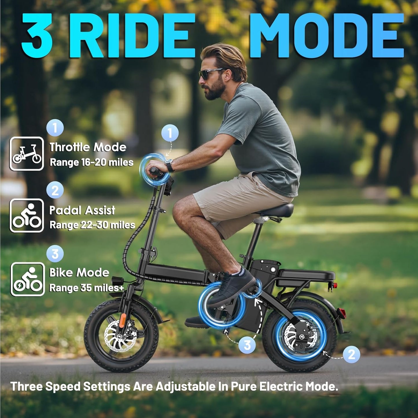 Foldable Electric Bike for Adults, 14" Folding E-Bike with 500W Peak Motor, Electric Bicycle with 48V Removable Battery UL 2849 Certified, 25 Miles PAS Range, Electric Commuter Mini Bikes