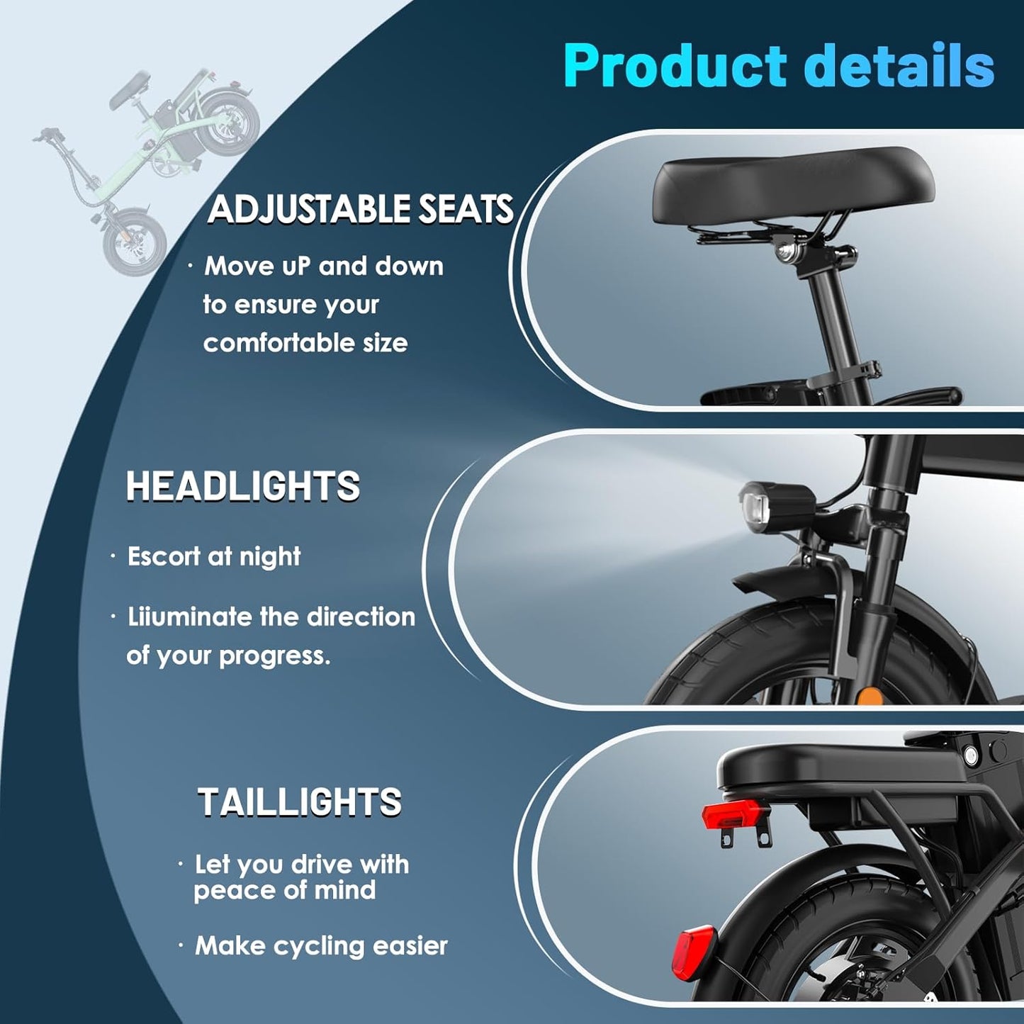 Foldable Electric Bike for Adults, 14" Folding E-Bike with 500W Peak Motor, Electric Bicycle with 48V Removable Battery UL 2849 Certified, 25 Miles PAS Range, Electric Commuter Mini Bikes