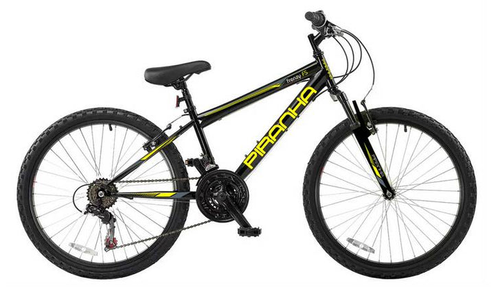 Piranha Frenzy 24-inch Kids Mountain Bike - 18 Speed, Front Suspension