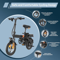 Foldable Electric Bike for Adults, 14" Folding E-Bike with 500W Peak Motor, Electric Bicycle with 48V Removable Battery UL 2849 Certified, 25 Miles PAS Range, Electric Commuter Mini Bikes
