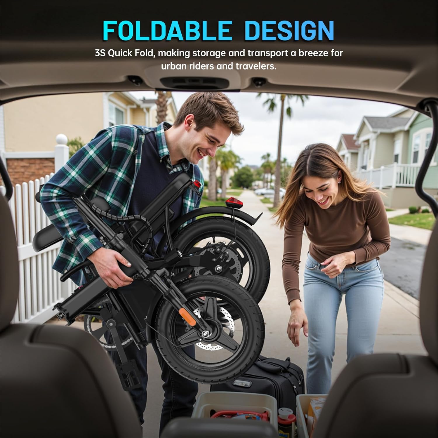 Foldable Electric Bike for Adults, 14" Folding E-Bike with 500W Peak Motor, Electric Bicycle with 48V Removable Battery UL 2849 Certified, 25 Miles PAS Range, Electric Commuter Mini Bikes