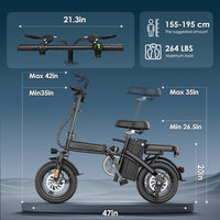Foldable Electric Bike for Adults, 14" Folding E-Bike with 500W Peak Motor, Electric Bicycle with 48V Removable Battery UL 2849 Certified, 25 Miles PAS Range, Electric Commuter Mini Bikes