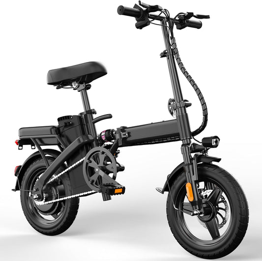 Foldable Electric Bike for Adults, 14" Folding E-Bike with 500W Peak Motor, Electric Bicycle with 48V Removable Battery UL 2849 Certified, 25 Miles PAS Range, Electric Commuter Mini Bikes