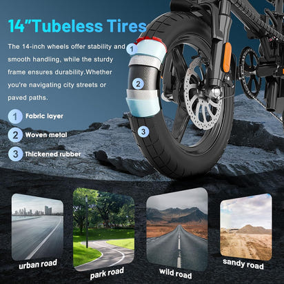 Foldable Electric Bike for Adults, 14